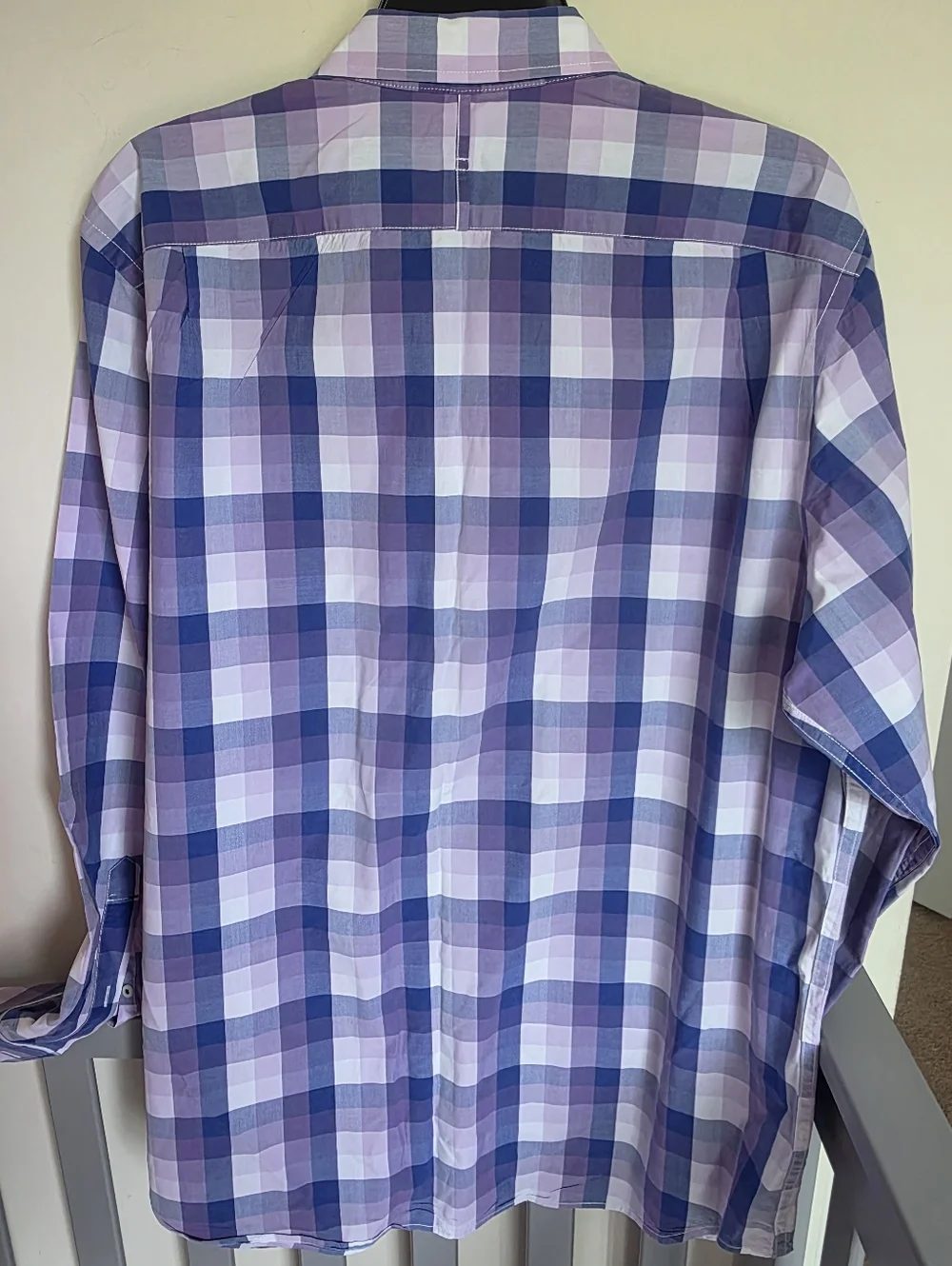 Banana Republic Men's Blue & Purple Plaid Soft Wash Button-Up Shirts Size Large